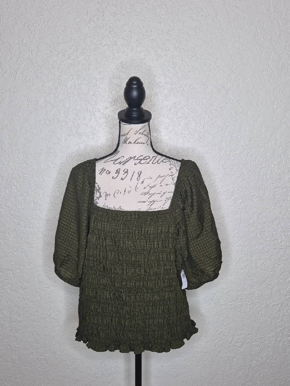 Old Navy Puff Sleeve Top Olive Green Size XL